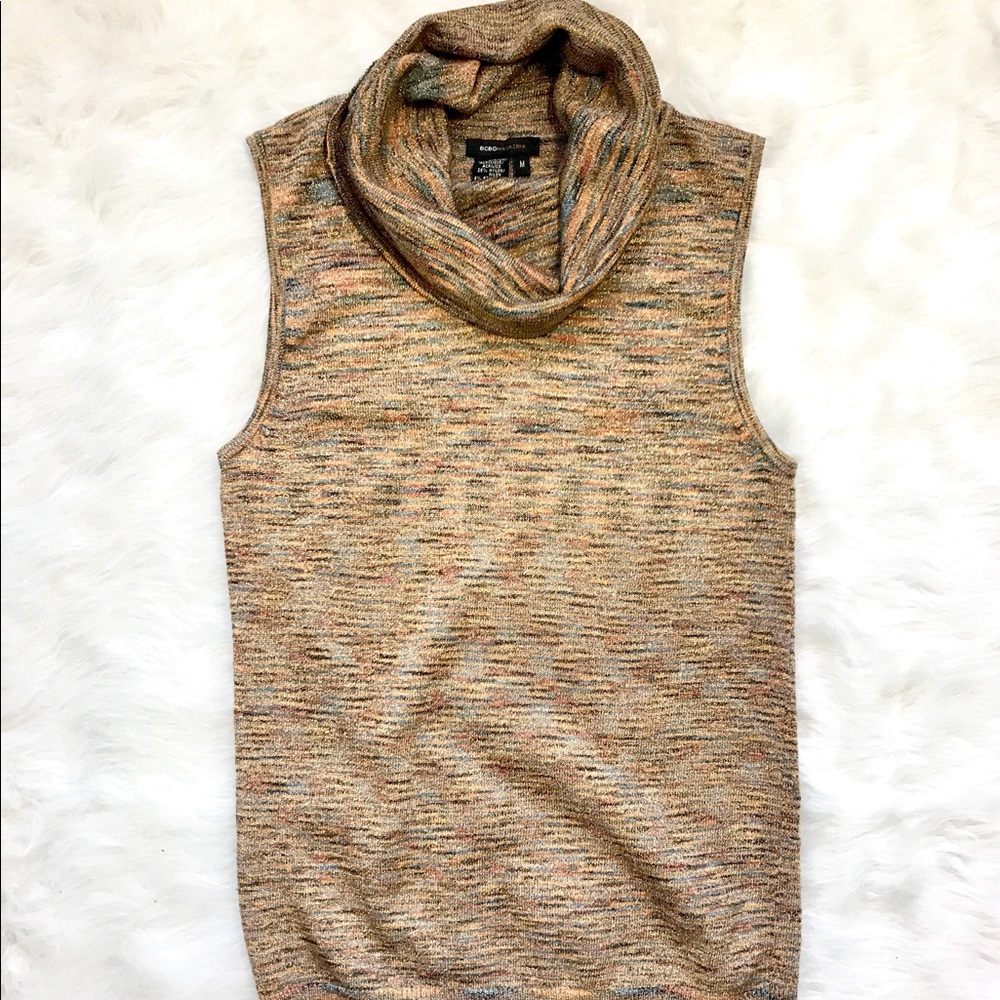 BCBG MaxAzria metallic cowl neck sleeveless top